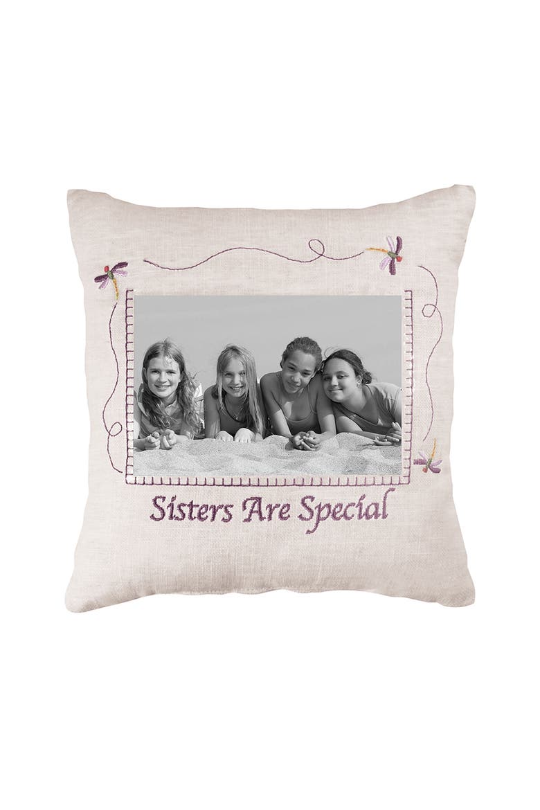 Sisters Are Special Embroidered Picture Small/Petite Accent Pillow, 10" x 10", Main, color, Purple