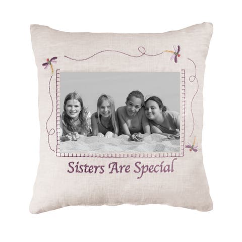 Sisters Are Special Embroidered Picture Small/Petite Accent Pillow, 10" x 10"