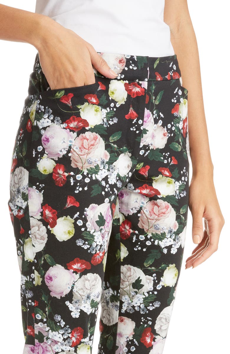 Erdem Floral Print Slim Ankle Pants, Alternate, color, 