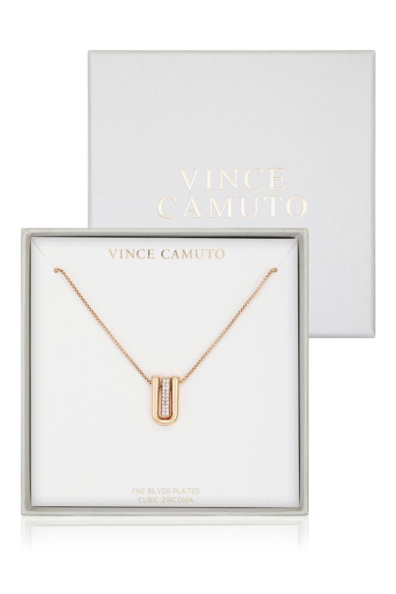 Geo Pavé Pendant Necklace, Main, color, GOLD TONE