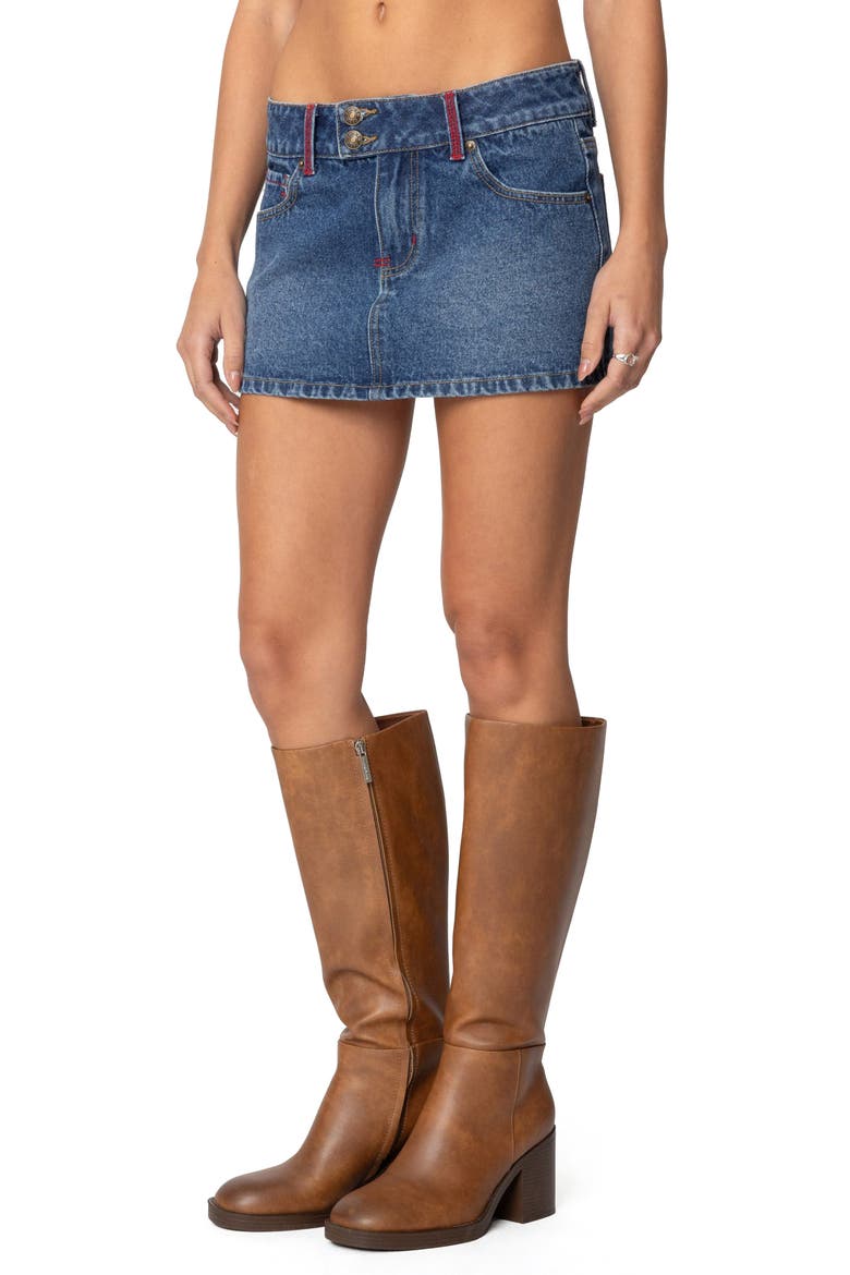Embroidered Pocket Denim Miniskirt, Alternate, color, BLUE