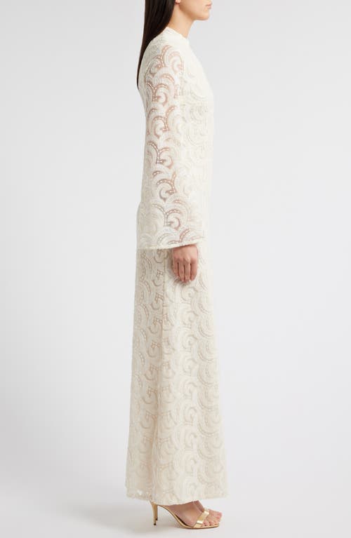 Sonya Moda Salwa One-shoulder Lace Gown In Creme