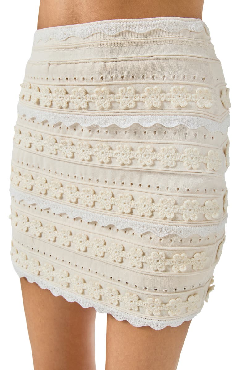 Endless Rose Lace Stitch Knit Miniskirt, Alternate, color, Cream