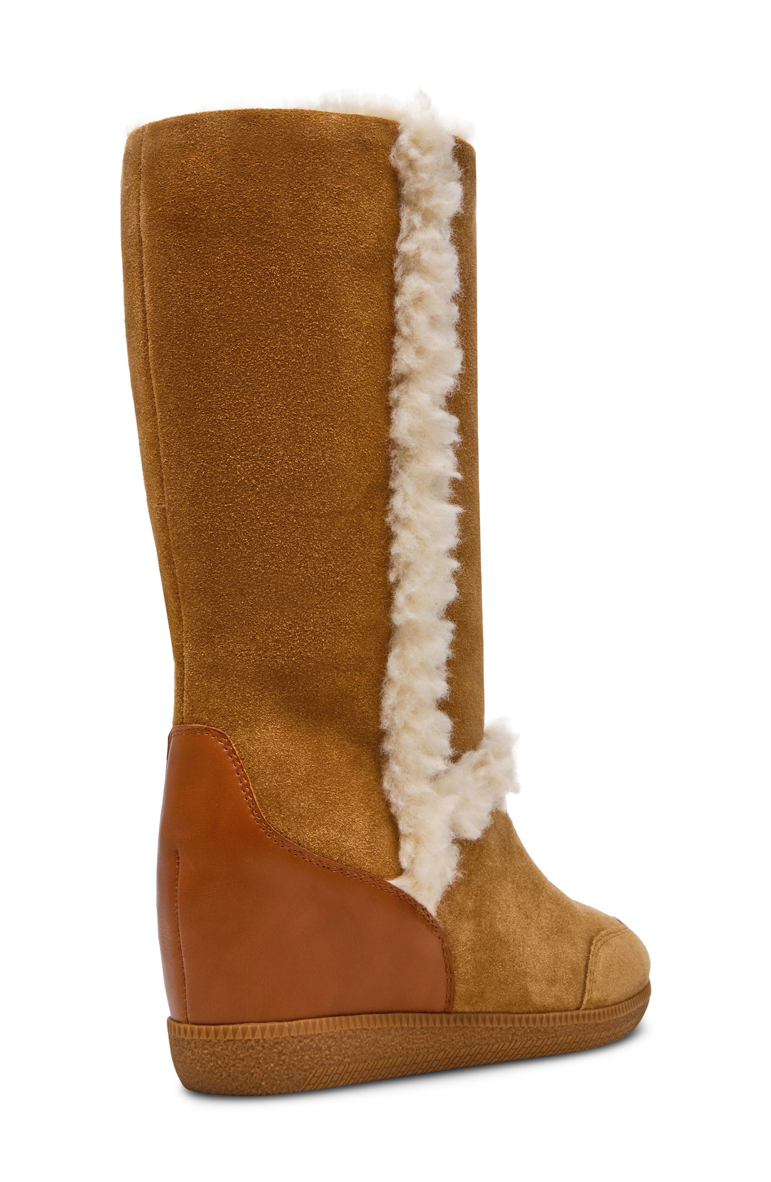 Woodside Faux Shearling Wedge Boot, Alternate, color, CHSNUT SUE