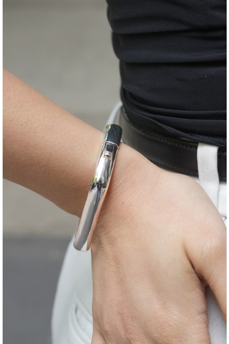 Hinge Bangle, Alternate, color, SILVER