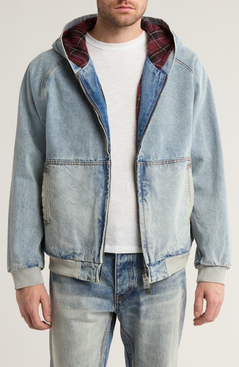 Twin Needed Hooded Denim Jacket