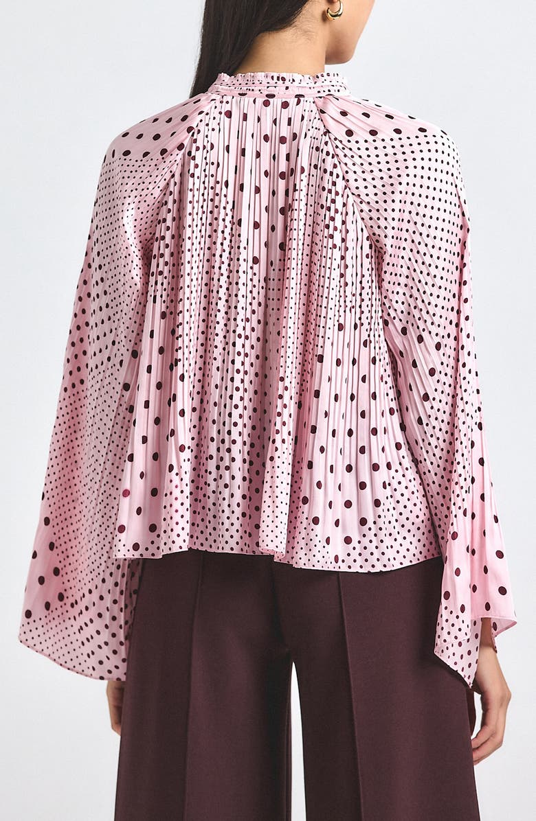 Derek Lam 10 Crosby Clara Mixed Dot Satin Top, Alternate, color, Pink Quartz/ Bordeaux