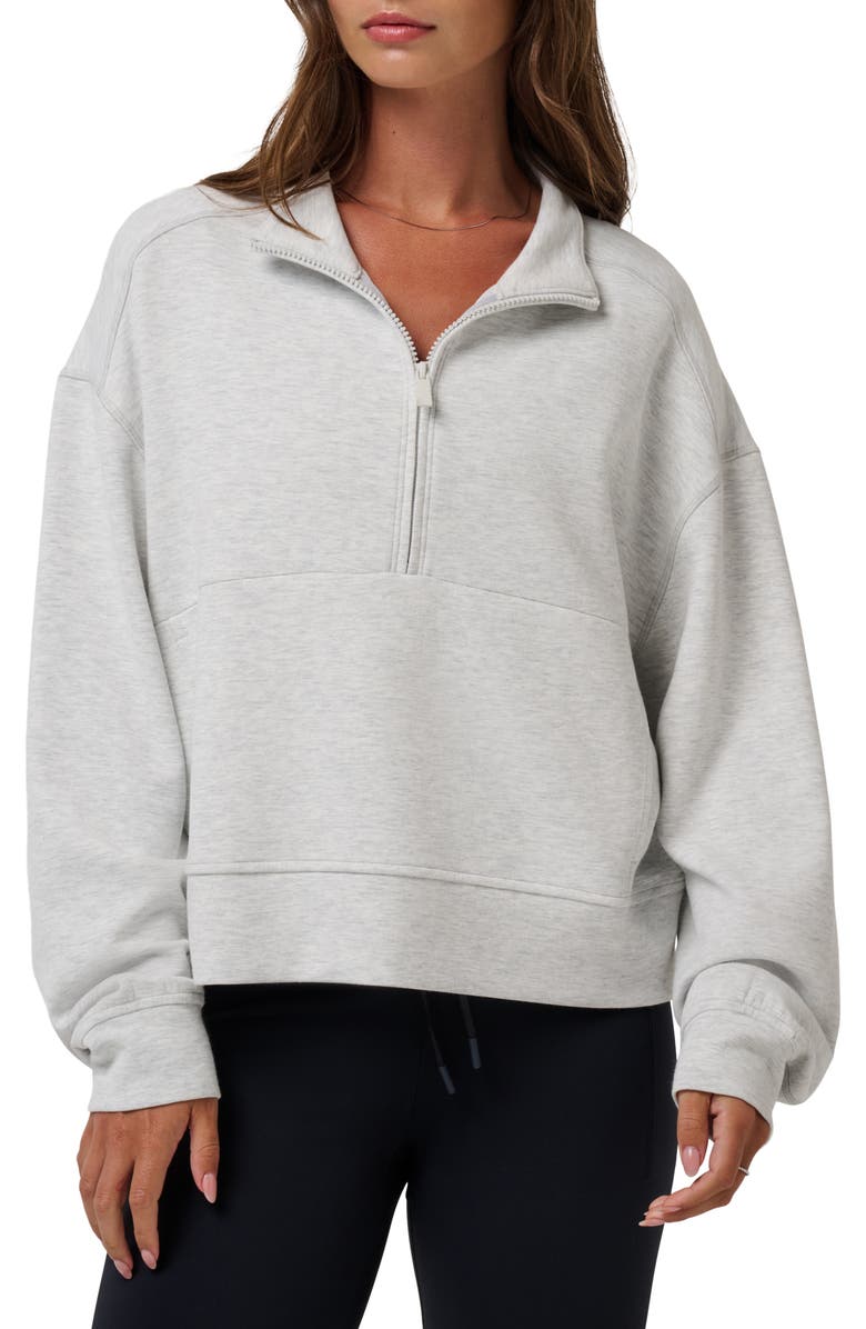 TravisMathew Skyloft Soft Half Zip Sweatshirt, Main, color, Heather Light Grey