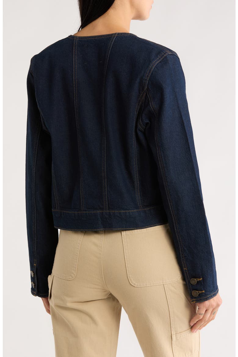 Collarless Denim Jacket, Alternate, color, SEA