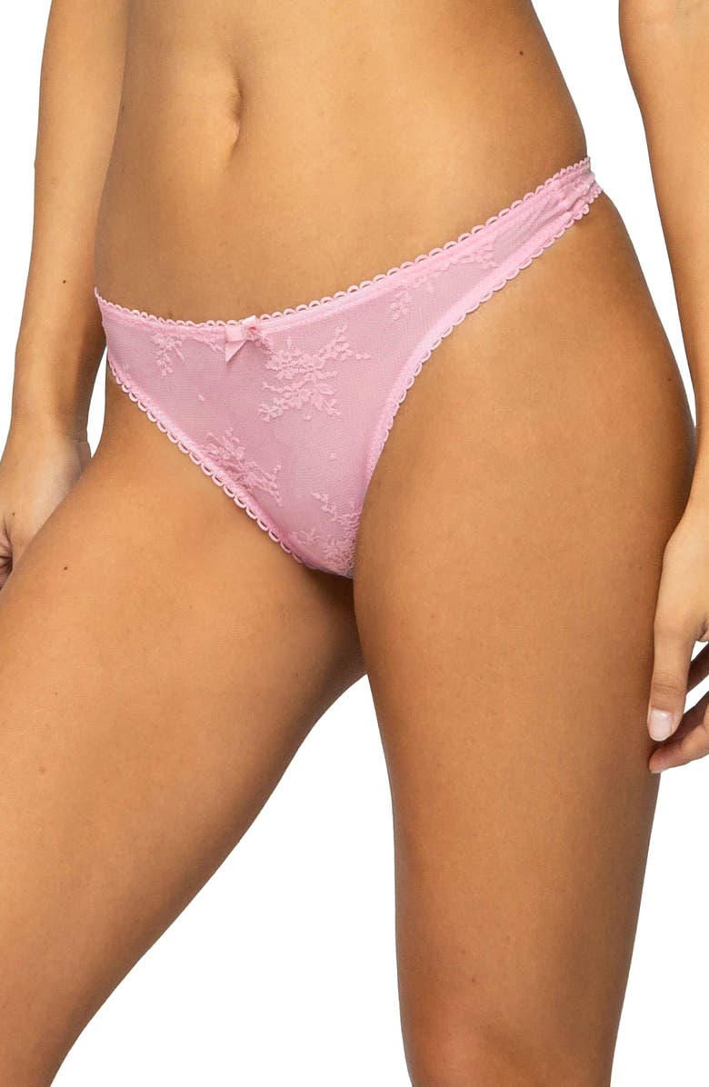 EDIKTED Darcie Sheer Lace Thong, Alternate, color, Light-Pink