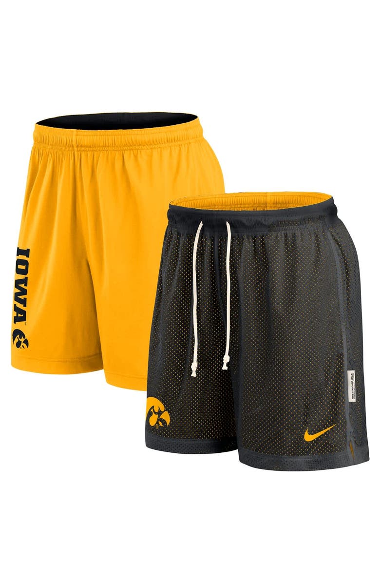 Nike Men's Nike Black/Gold Iowa Hawkeyes Courtside Standard Issue Dri-FIT Reversible Shorts, Main, color, Black