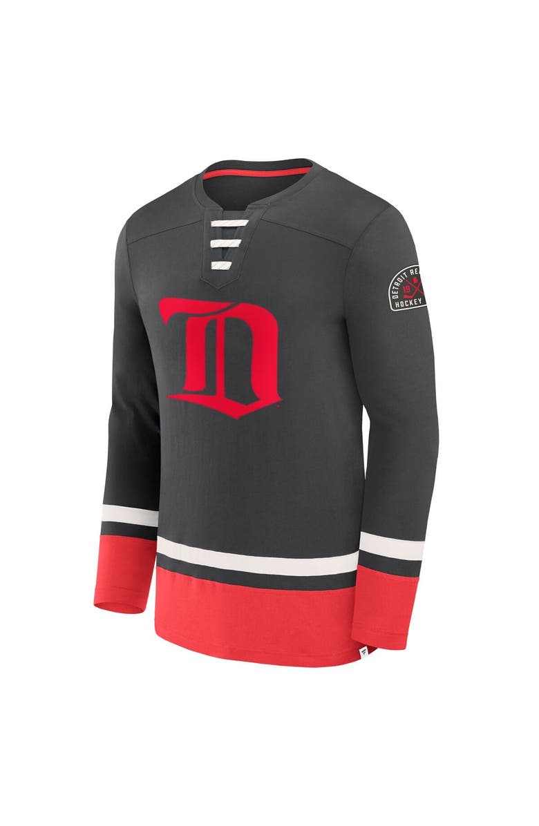 FANATICS Men's Fanatics  Black Detroit Red Wings Vintage High Point Long Sleeve T-Shirt, Alternate, color, 