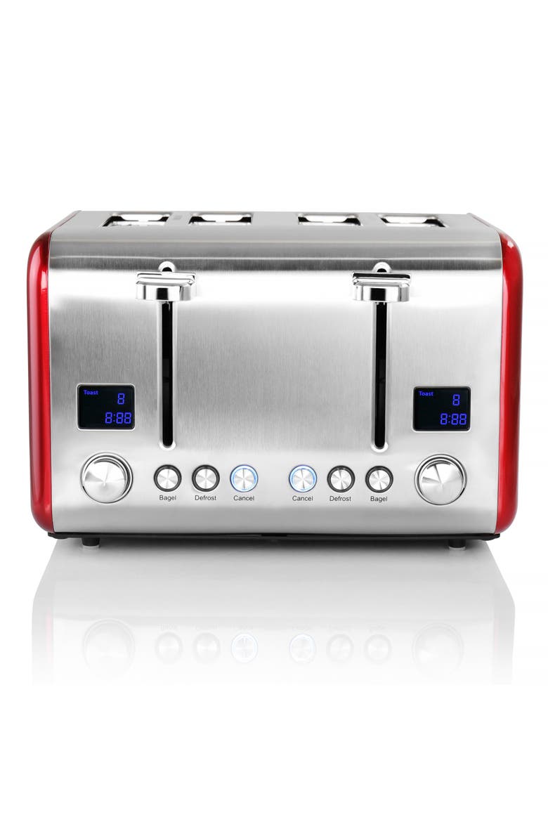 4 Slice Toaster in Stainless Steel Red, Alternate, color, Red