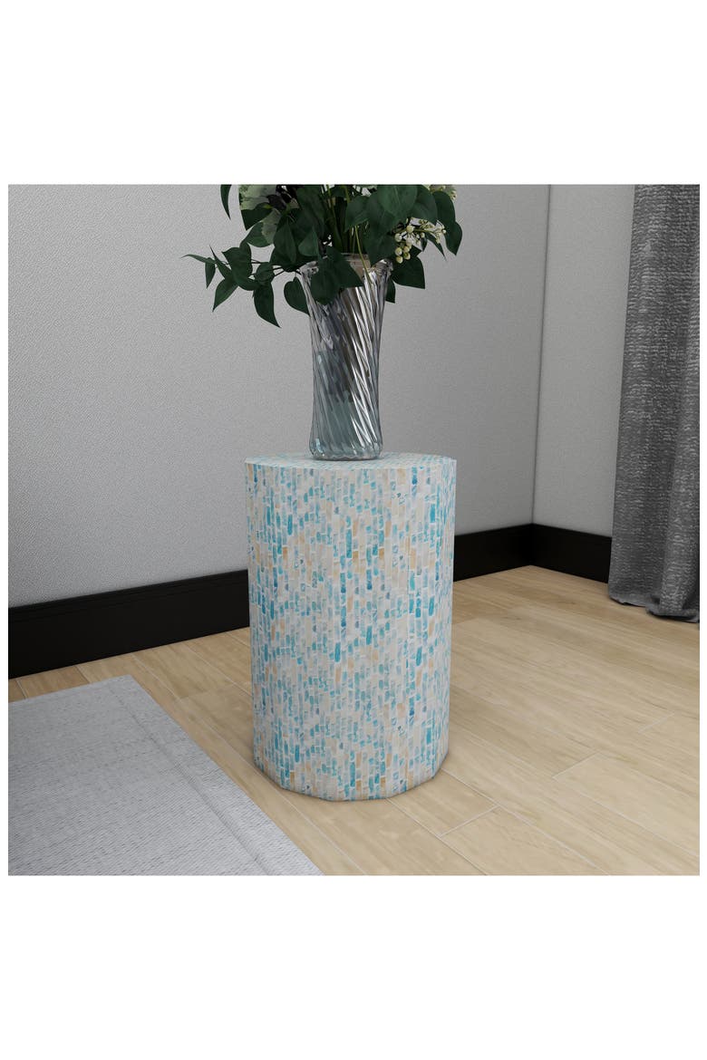 Blue Mother of Pearl Contemporary Accent Table, Alternate, color, BLUE