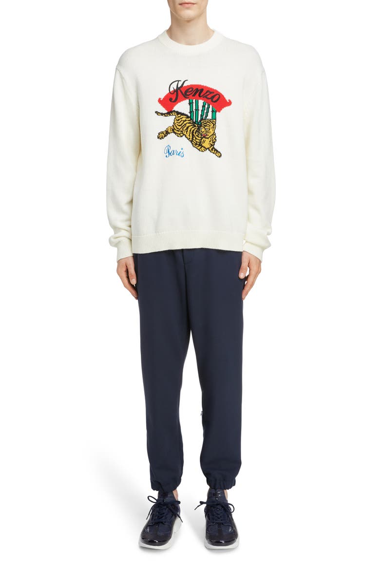 Jumping Tiger Sweater, Alternate, color, WHITE