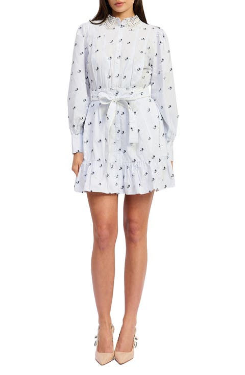 Veronica Floral Stripe Long Sleeve Shirtdress