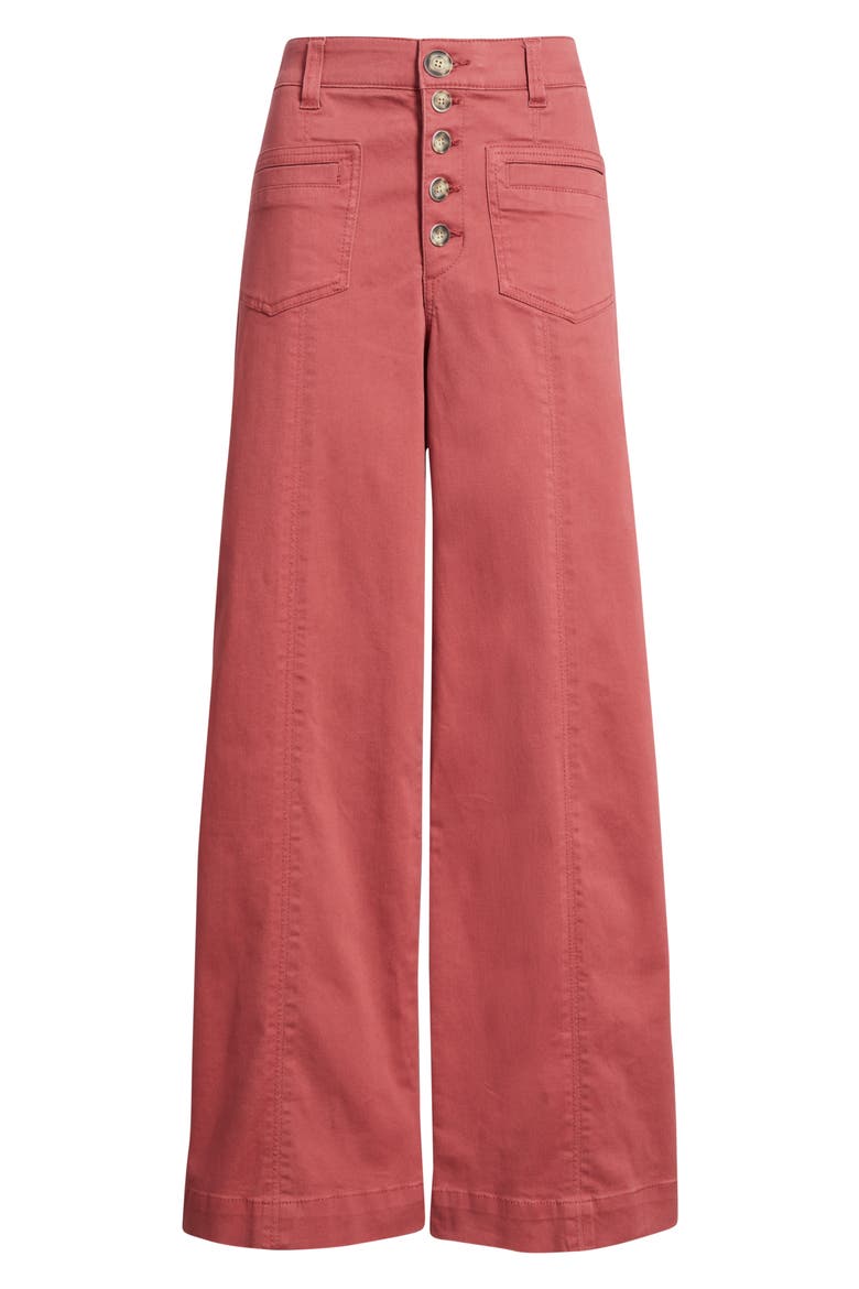 Skyrise High Waist Exposed Button Fly Wide Leg Pants, Alternate, color, SPICED TEA