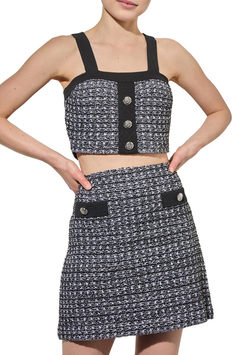 Ming Wang Tweed Sleeveless Crop Top, Main, color, 