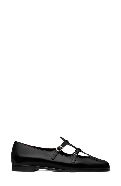 Tory Burch Leather Ballerinas With Cut-out Design And Glossy Finish In Black