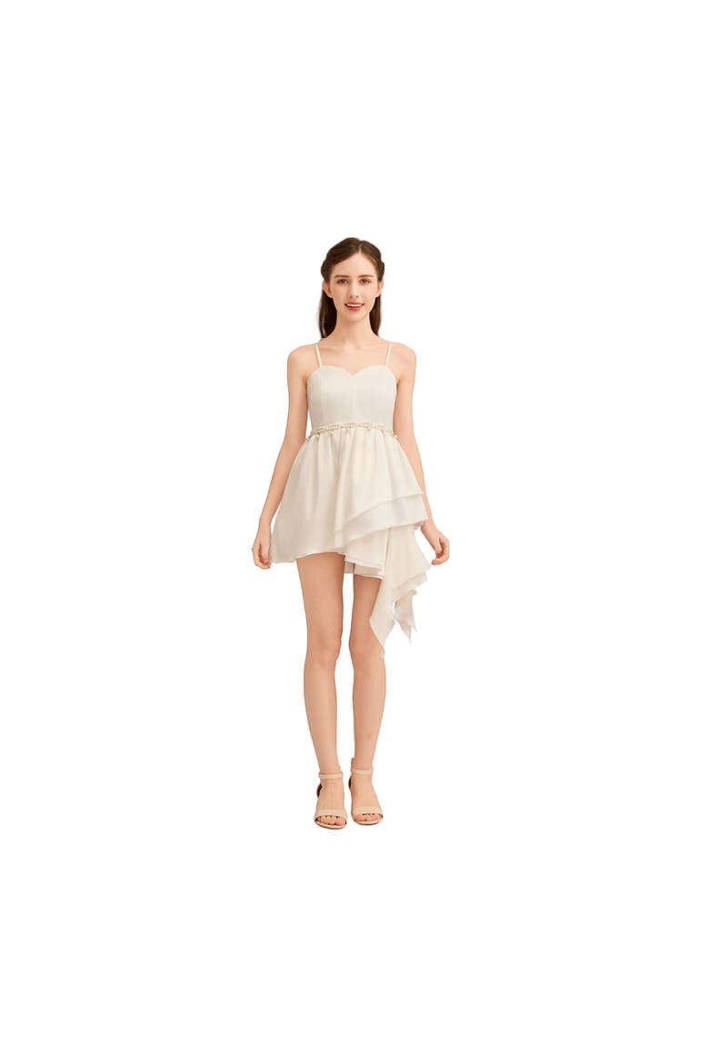Bow Strap Layered Dress, Alternate, color, White