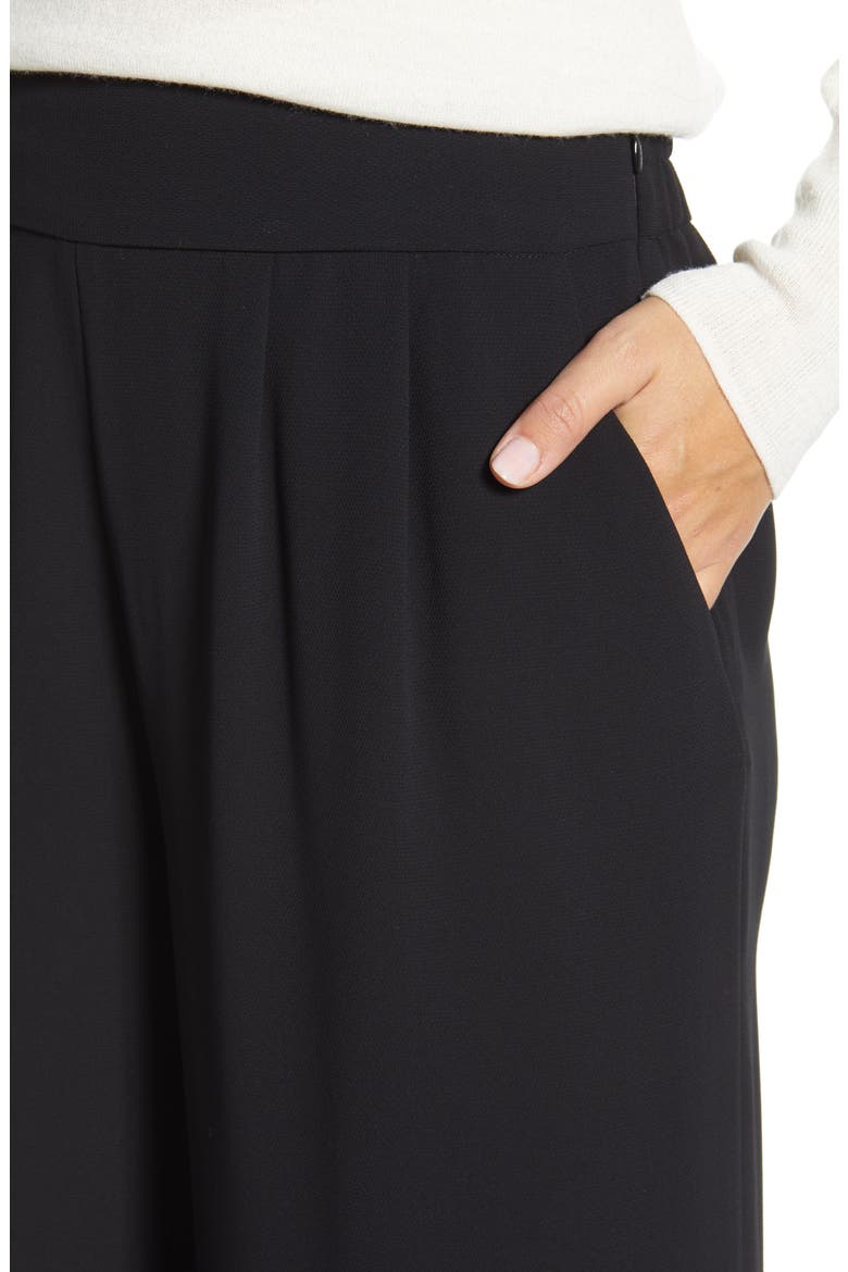 Wide Leg Crepe Trousers, Alternate, color, RICH BLACK