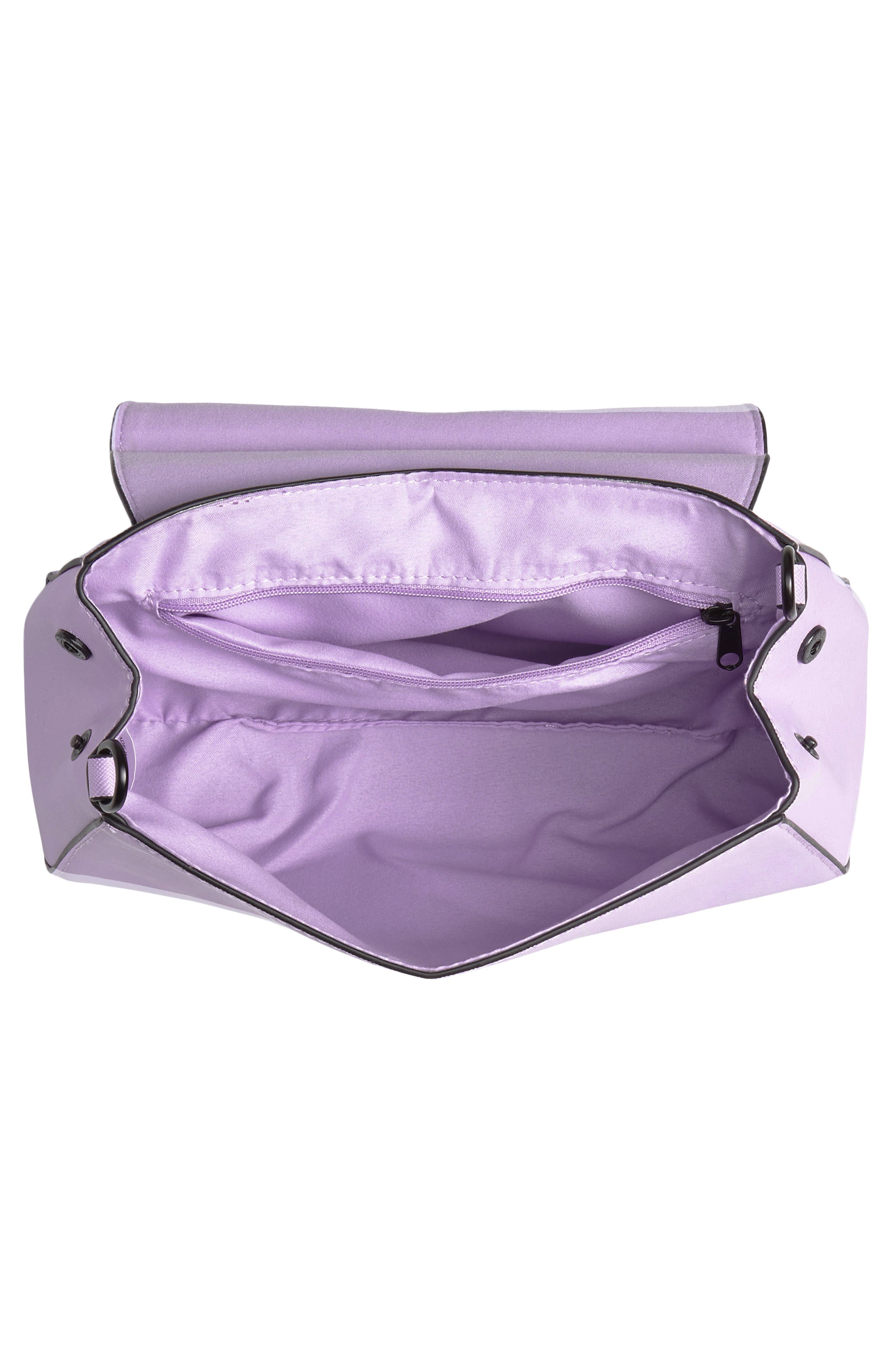 Trapezoid Faux Leather Satchel, Alternate, color, LILAC PURPLE