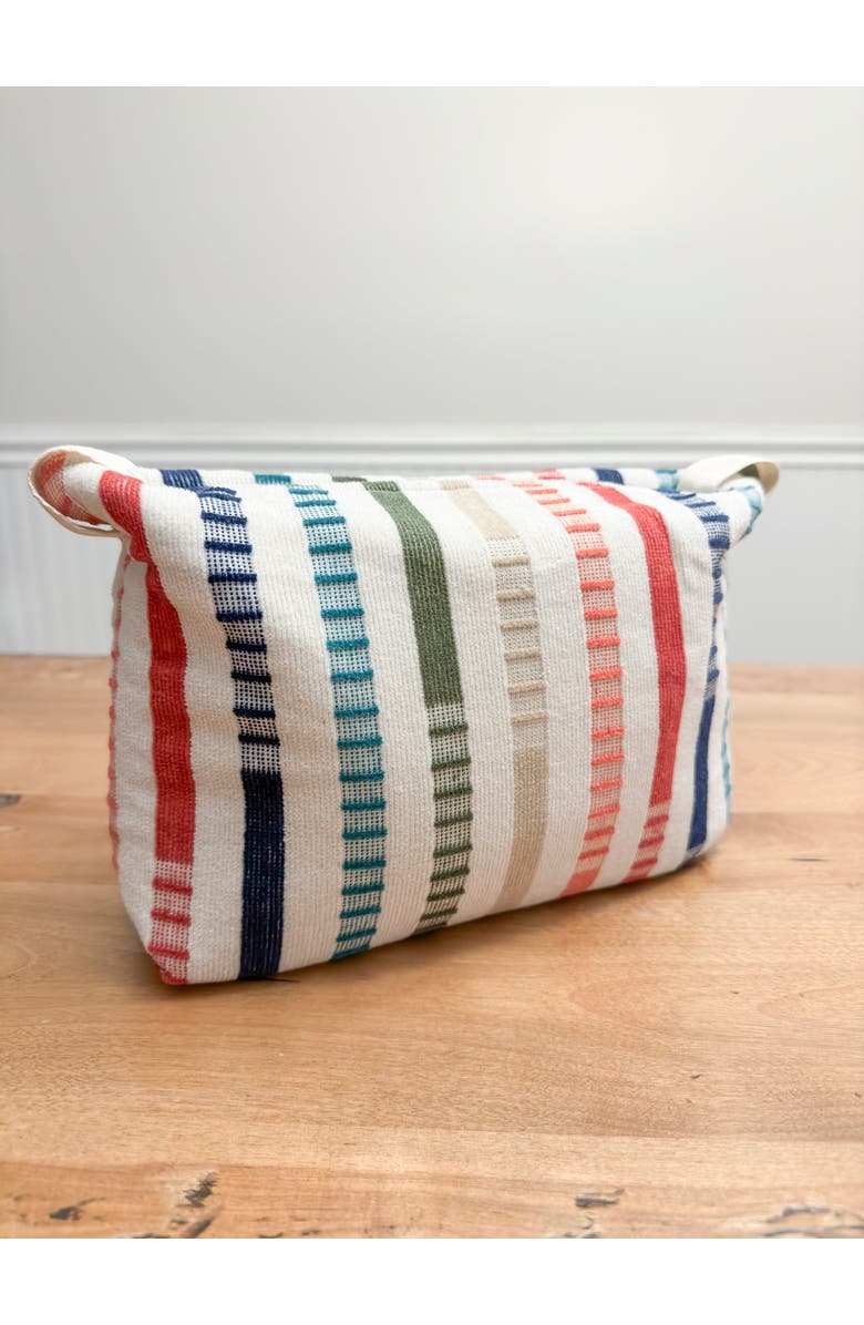 Anaya Rainbow Striped Cotton Beach Towel Pouch, Alternate, color, Rainbow