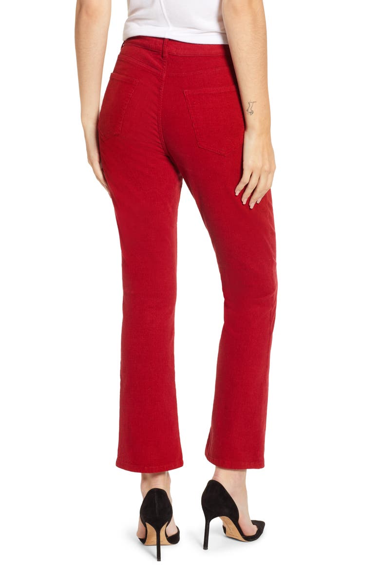Corduroy Slim Crop Flare Pants, Alternate, color, MINERAL RED