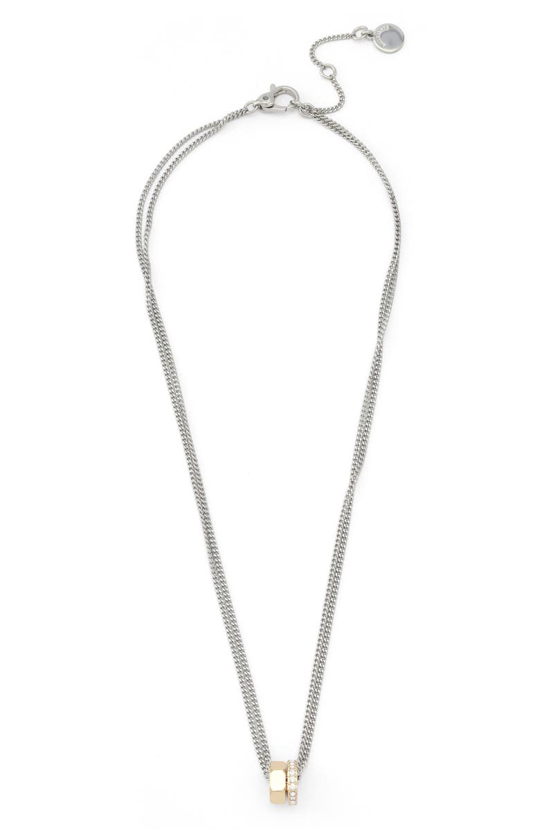 AllSaints Two-Tone Bolt Pendant Necklace, Alternate, color, 