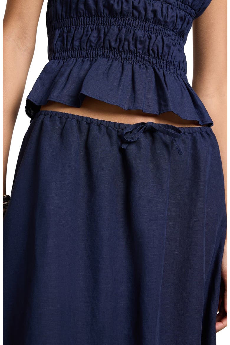 Air Linen Bubble Maxi Skirt, Alternate, color, NOIR NAVY