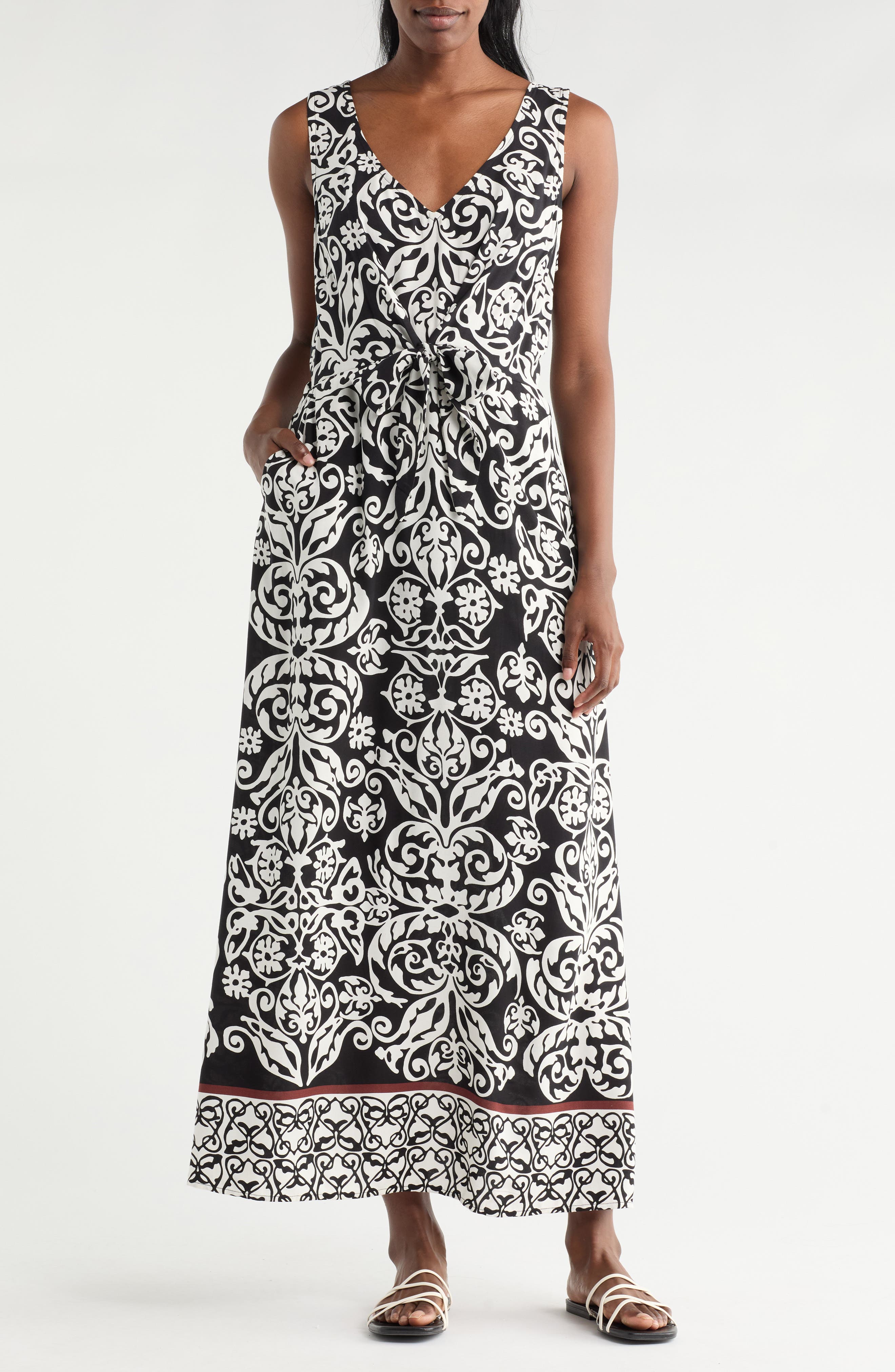 Halogen® Sleeveless Tie Front Maxi Sundress