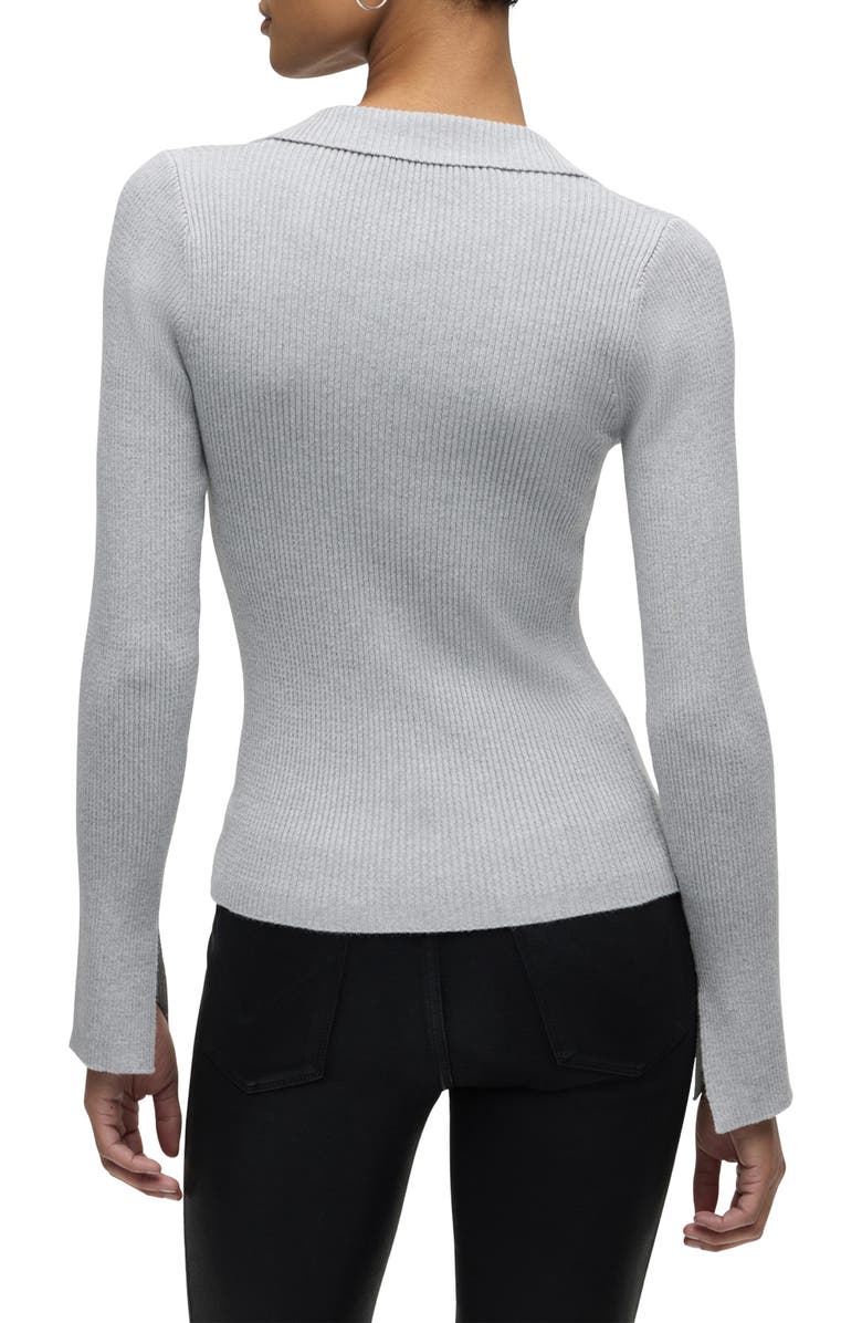 Hudson Jeans Johnny Collar Long Sleeve Rib Knit Top, Alternate, color, Foxy Silver