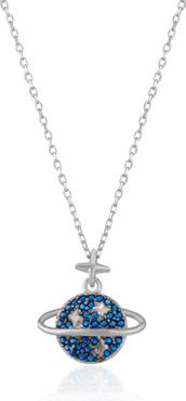 Spero London Blue Saturn Jewelled Sterling Silver Necklace