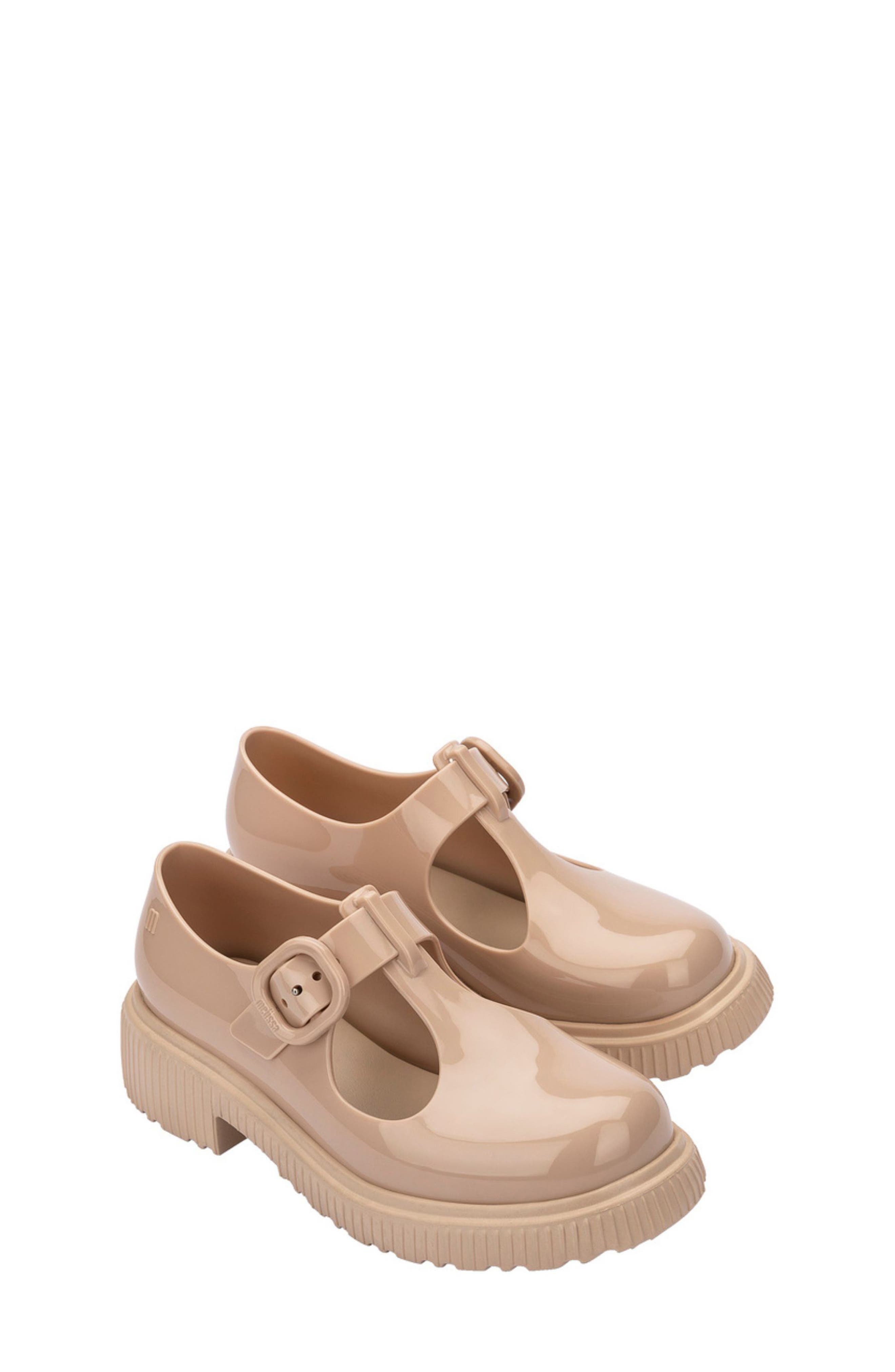Mini Melissa Kids' Jackie T-Strap Shoe, Main, color, Beige Glit