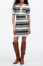 Madewell Nora Stripe Henley Rib Knit Minidress