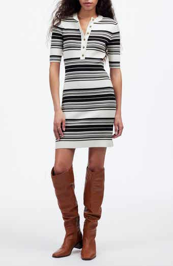 Madewell Nora Stripe Henley Rib Knit Minidress