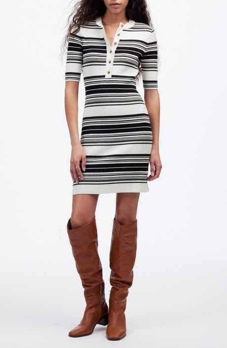 Madewell Nora Stripe Henley Rib Knit Minidress