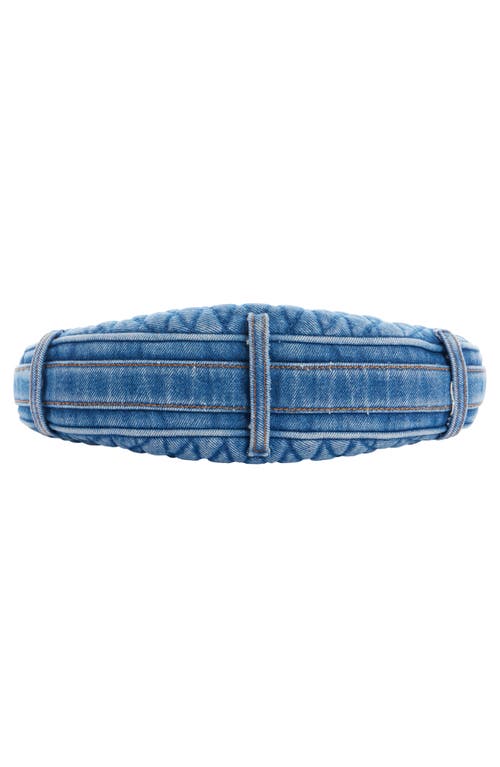 Balmain 1945 Soft Moon Quilted Denim Hobo Bag In 6ff Denim