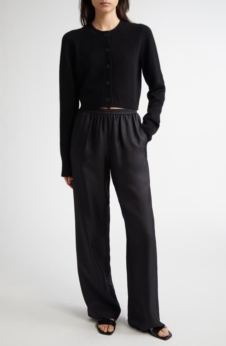 LOULOU DE SAISON Zephir Crop Cashmere Cardigan, Alternate, color, Black