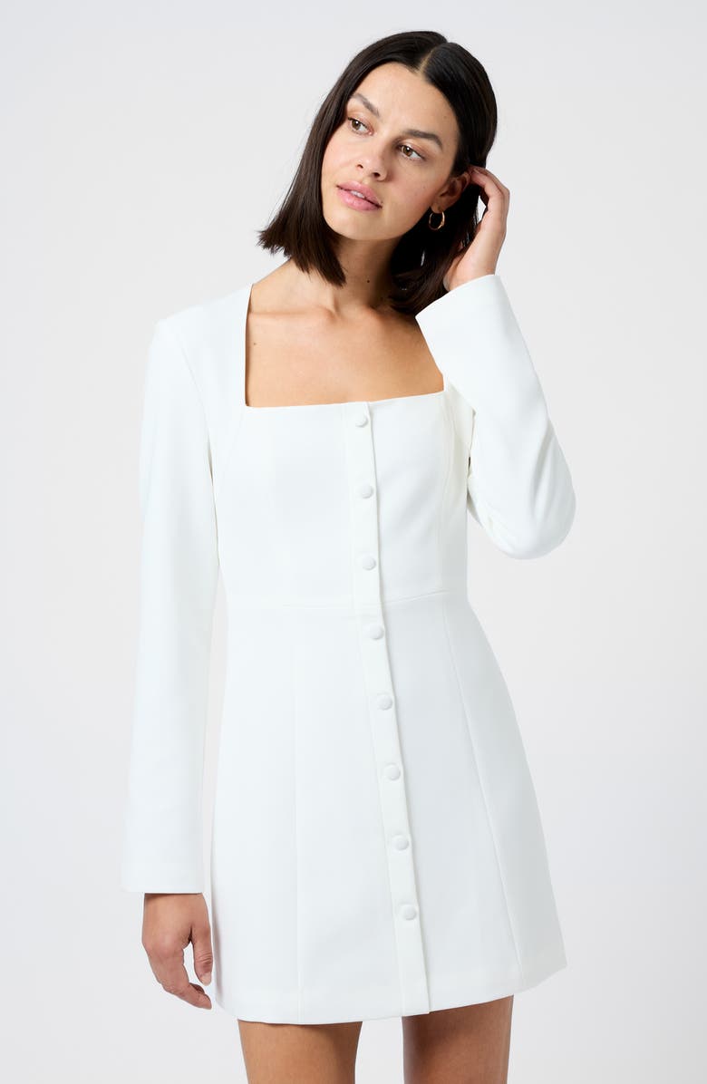 French Connection Whisper Square Neck Long Sleeve Sheath Minidress, Alternate, color, Summer White