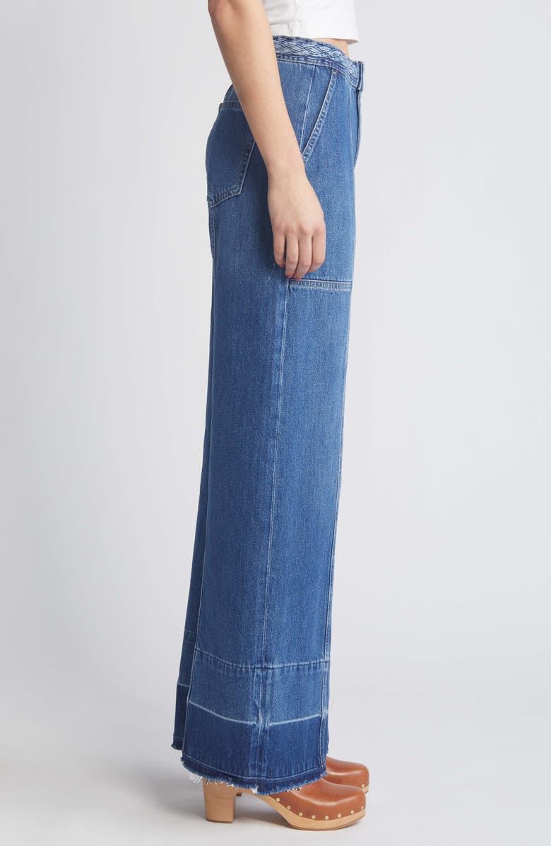 FRAME Pixie Braided Waistband Wide Leg Jeans, Alternate, color, Dewdrop