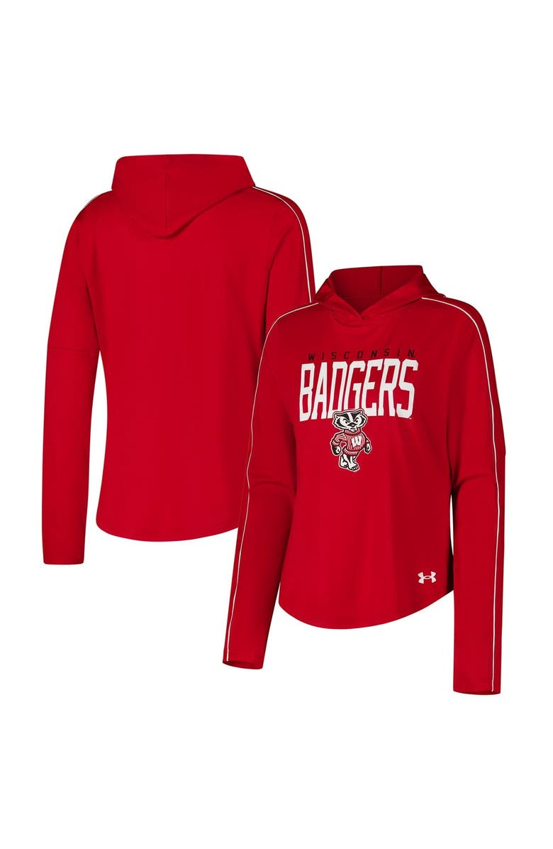Under Armour Women's Under Armour Red Wisconsin Badgers Gameday Knockout Long Sleeve Hooded T-Shirt, Main, color, Red