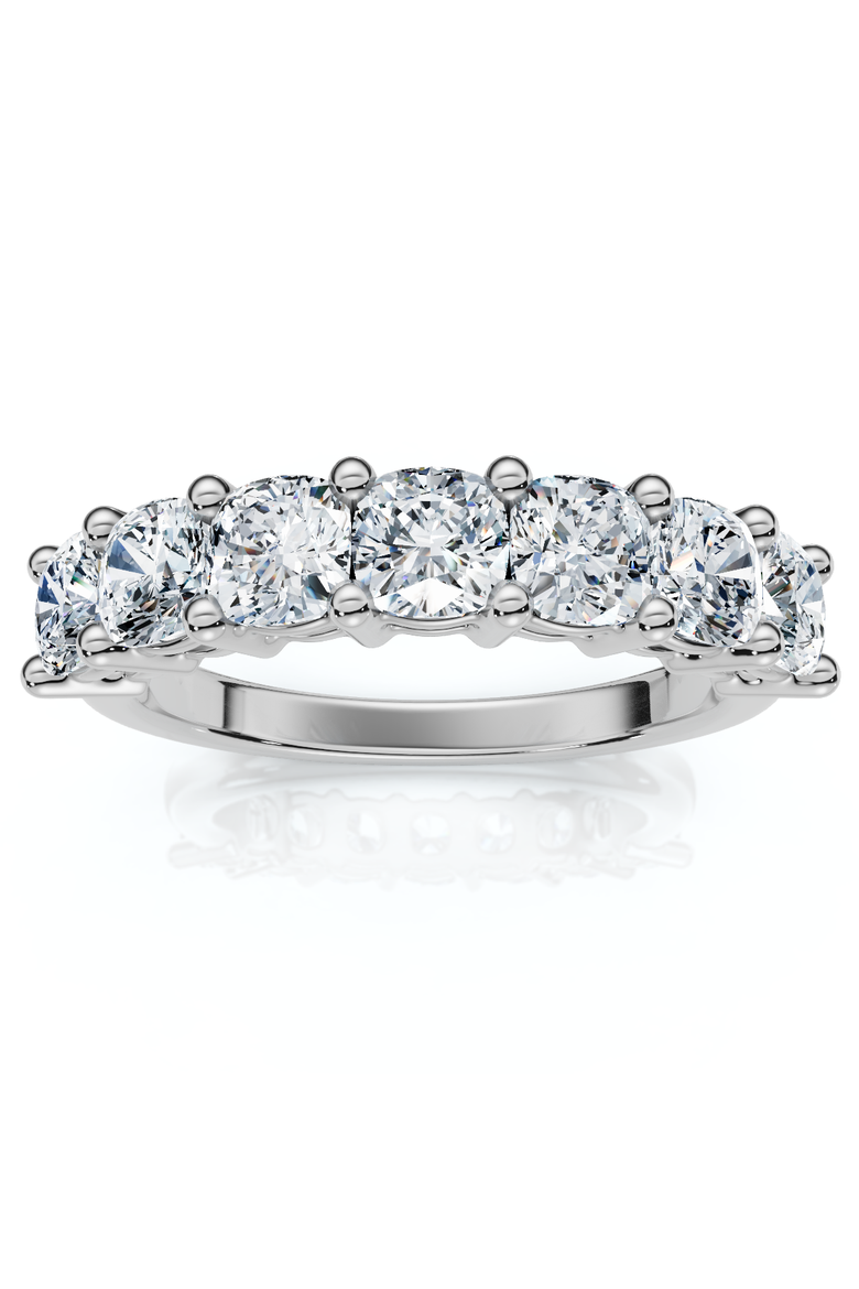 1 3/8Ct Cushion Cut Seven Stone Wedding Ring 14k Gold Lab Grown, Main, color, 14k White Gold