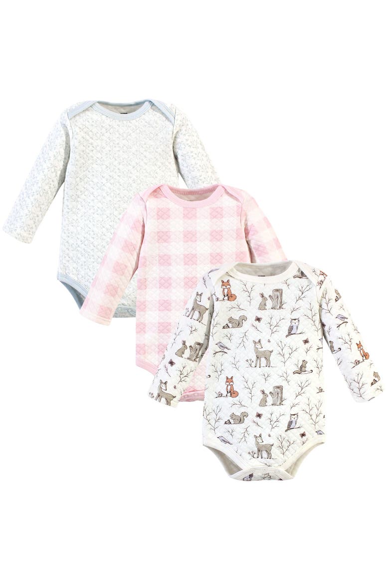 Quilted Long Sleeve Cotton Bodysuits, Main, color, Enchanted Forest