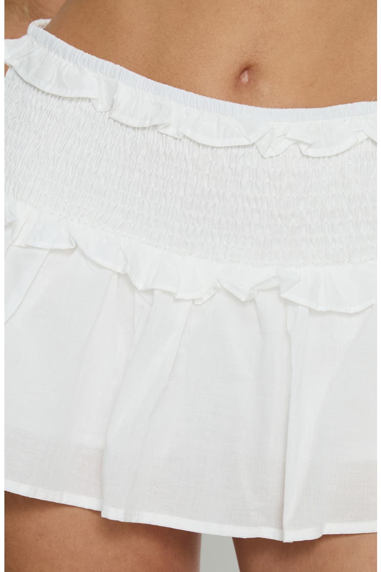 Corabel Smocked Waist Miniskort, Alternate, color, WHITE