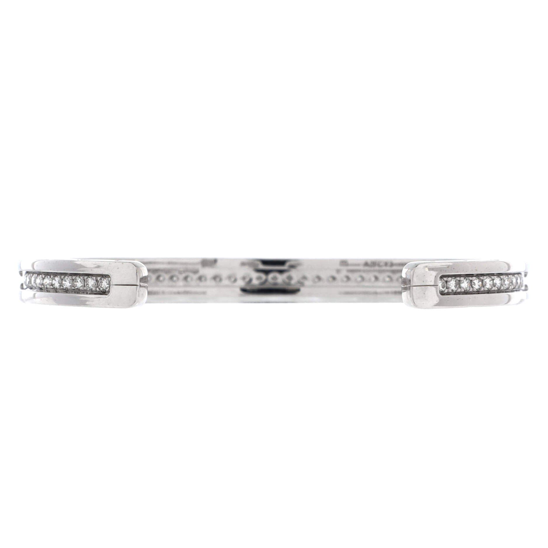 B.Zero1 Cuff Bracelet 18K White Gold with Pave Diamonds, Alternate, color, Metallic Silver
