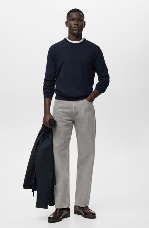 Mango Moby Straight Fit Cotton Jeans In Gray