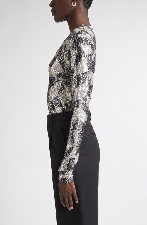 St John St. John Collection Cubist Geometric Sequin Top In Gray