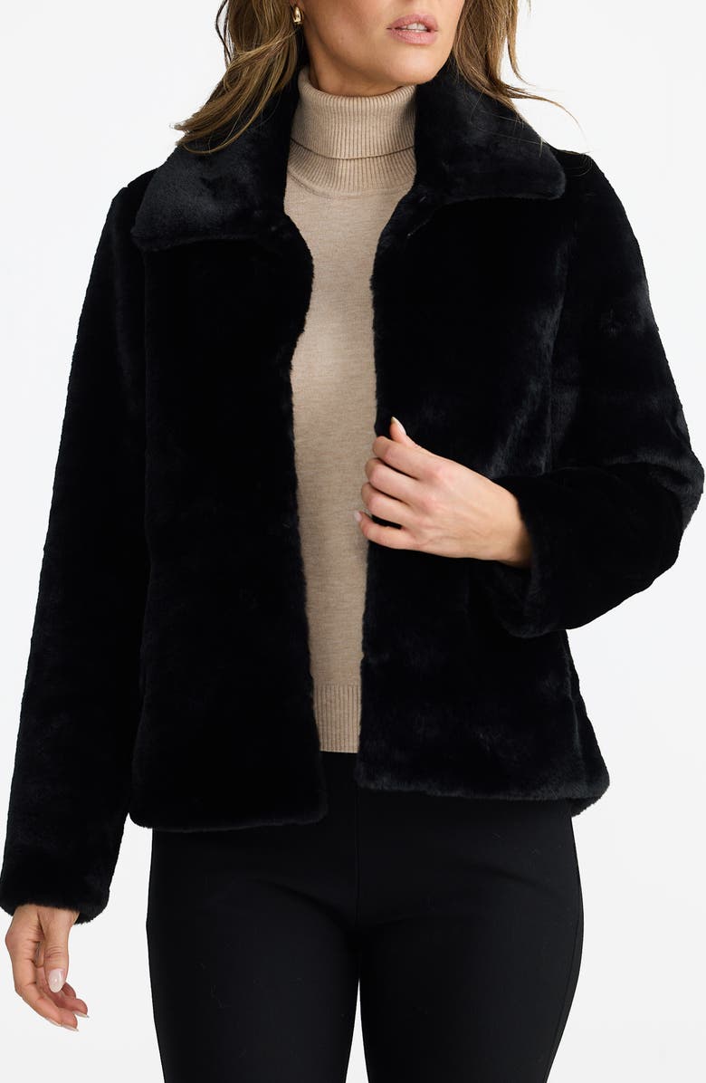 Brave+True Steinway Faux Fur Jacket, Main, color, Black
