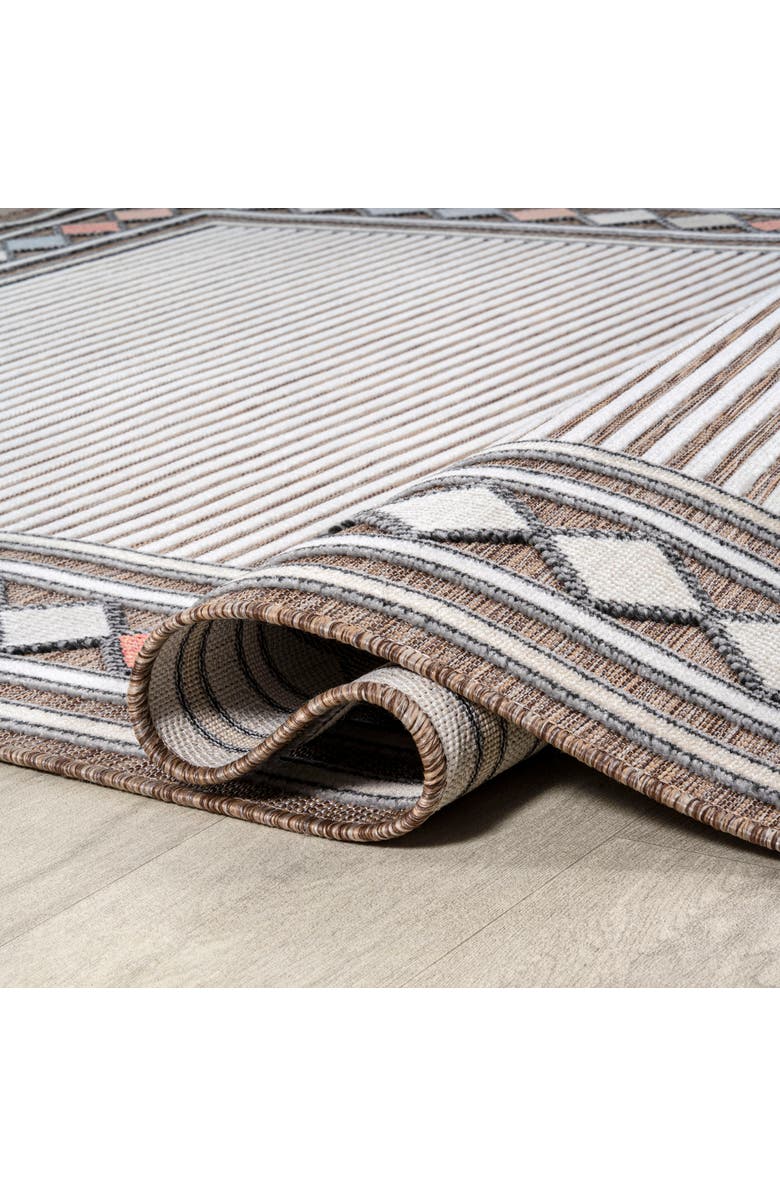 JONATHAN Y Sebastian High-Low Modern Diamond Border Indoor/Outdoor Area Rug, Alternate, color, Brown/Ivory